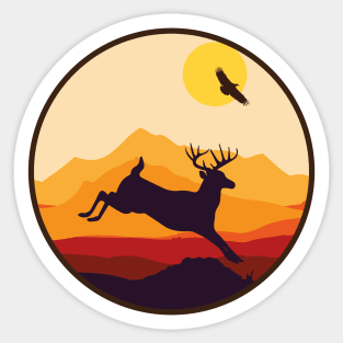 Deer Sunset Sticker